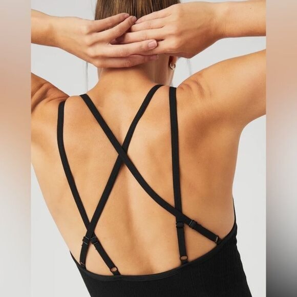 ALO Yoga Seamless Cable Knit Onesie in Black - Picture 7 of 8